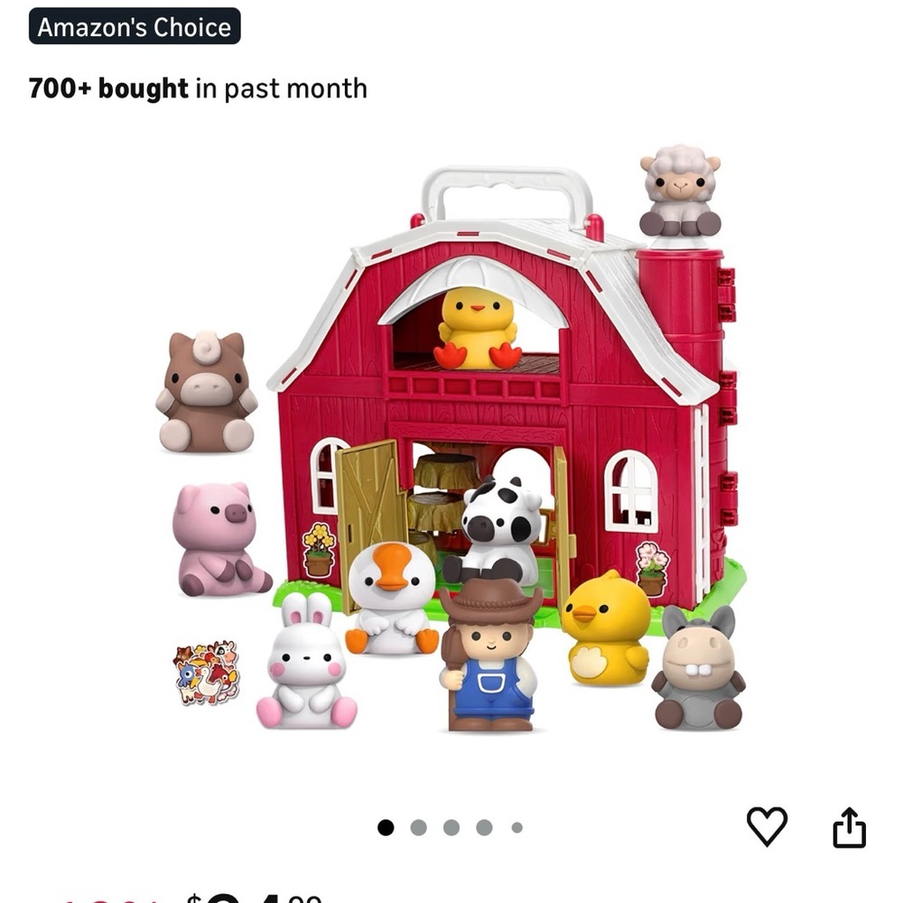 Kids Farm Playset with Red Barn and Animal Figures - Brand Unknown